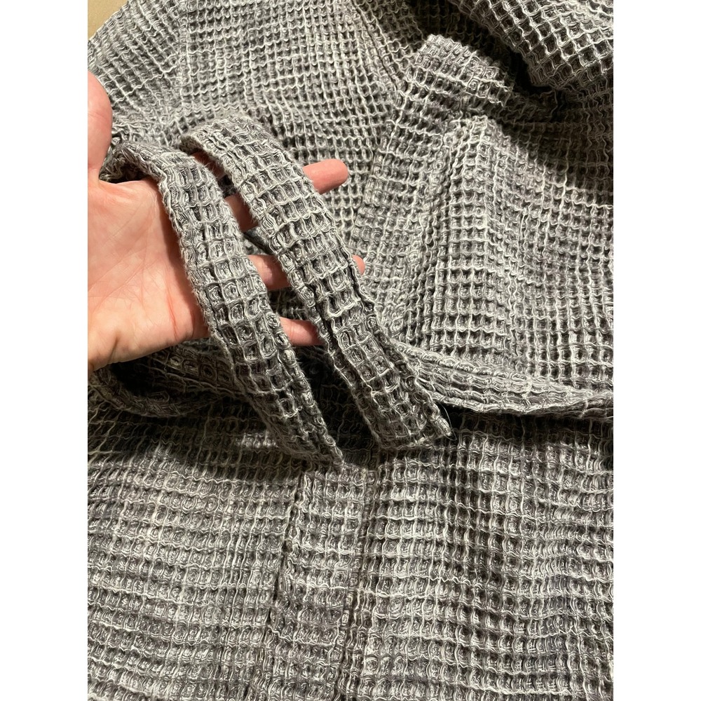Parachute Waffle Robe Size Medium Gray Pockets 100% Cotton Loungewear Cozy - Picture 6 of 9